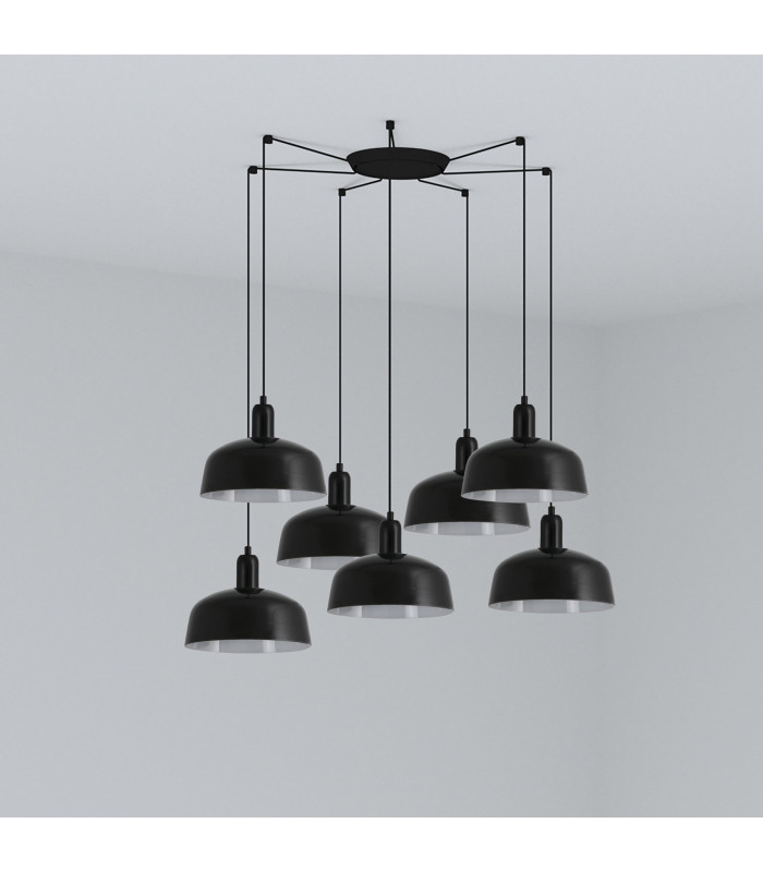 Tatawin Medium 7 Light Black Cluster Drop Pendant Lamp-1
