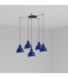 Venice 5 Light Cobalt Blue Cluster Drop Pendant Lamp-1