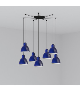 Venice 7 Light Cobalt Blue Cluster Drop Pendant Lamp-1