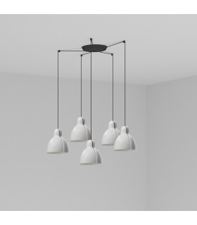 Venice 5 Light White Cluster Drop Pendant Lamp-1