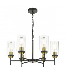 Abel 6 Light Pendant Ceiling Light Satin Black Glass-1