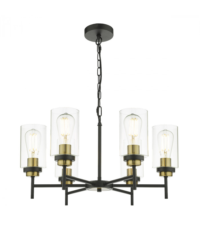 Abel 6 Light Pendant Ceiling Light Satin Black Glass-1