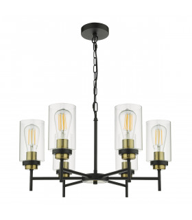 Abel 6 Light Pendant Ceiling Light Satin Black Glass-2