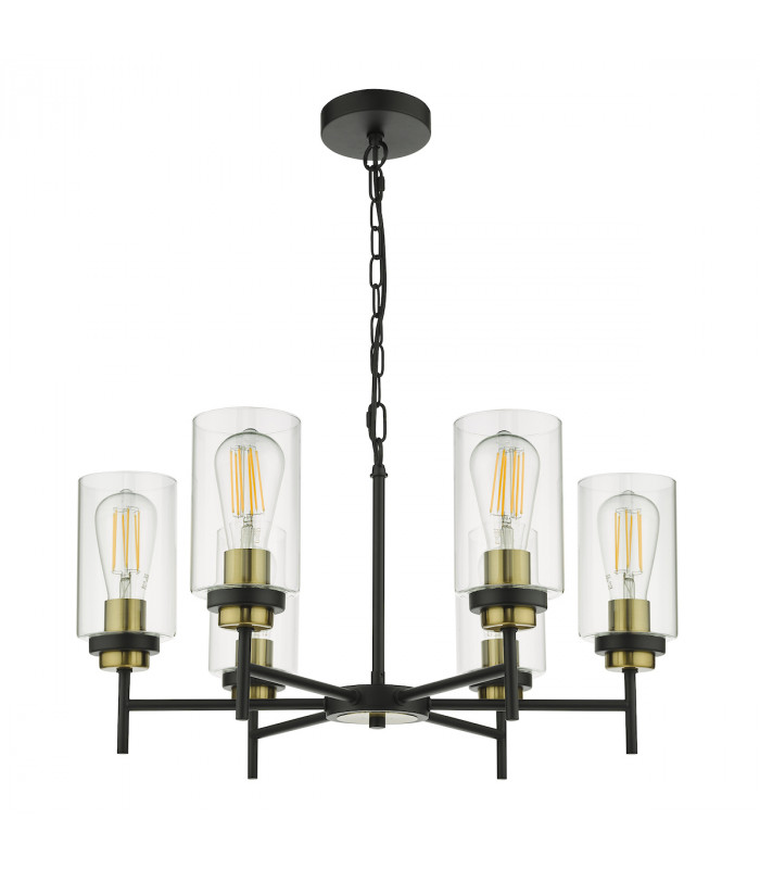 Abel 6 Light Pendant Ceiling Light Satin Black Glass-2