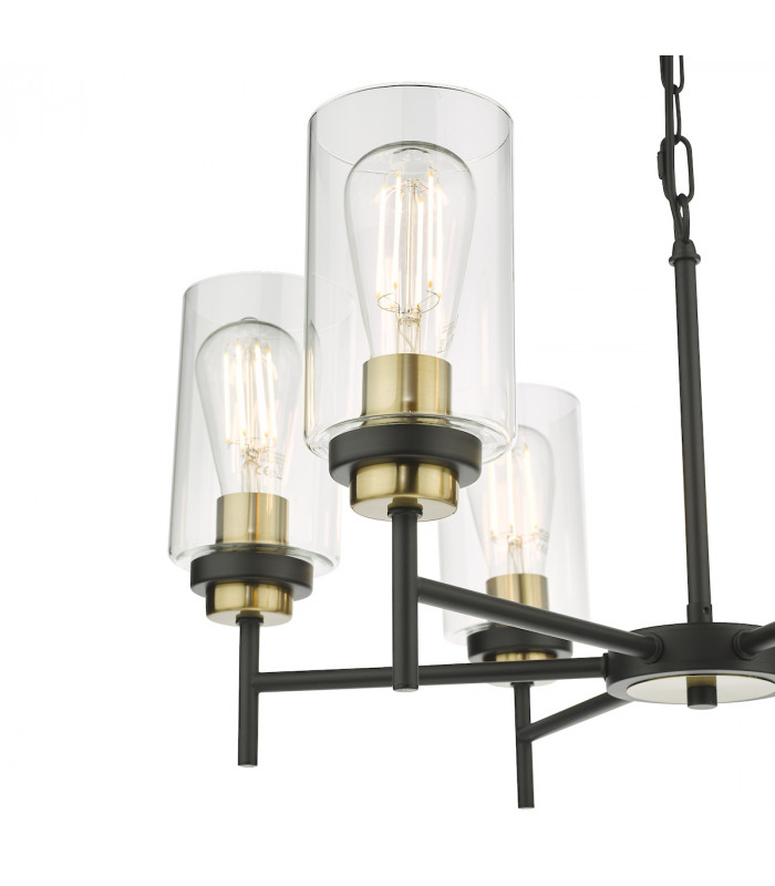 Abel 6 Light Pendant Ceiling Light Satin Black Glass-3