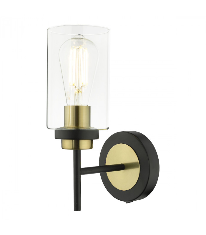Abel Wall Light Satin Black & Gold with Glass Shades-1