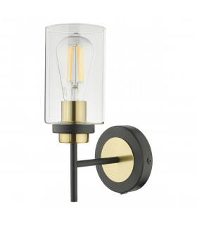 Abel Wall Light Satin Black & Gold with Glass Shades-2