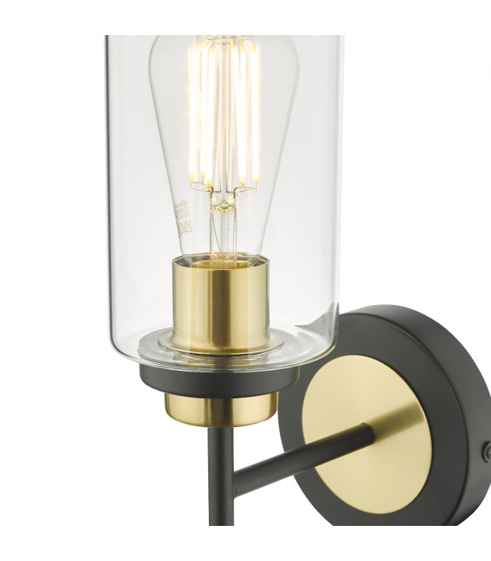 Abel Wall Light Satin Black & Gold with Glass Shades-3