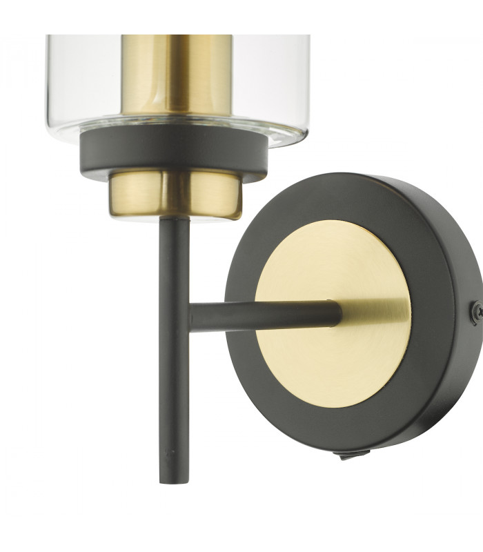 Abel Wall Light Satin Black & Gold with Glass Shades-4