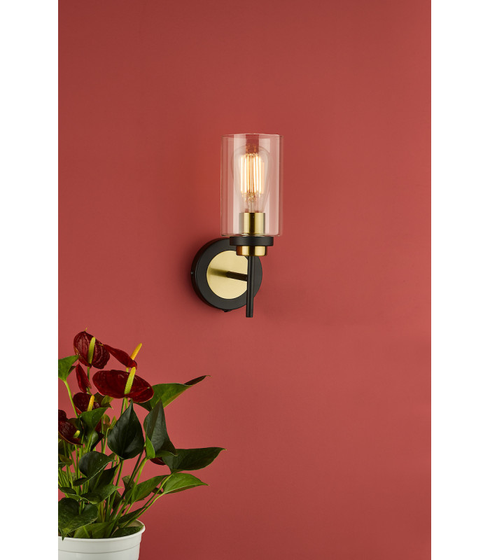 Abel Wall Light Satin Black & Gold with Glass Shades-5