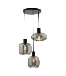 Aiden 3 Light Cluster Pendant Ceiling Light Satin Black & Smoked-1