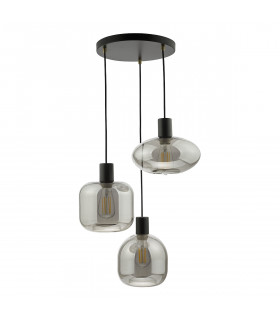 Aiden 3 Light Cluster Pendant Ceiling Light Satin Black & Smoked-2