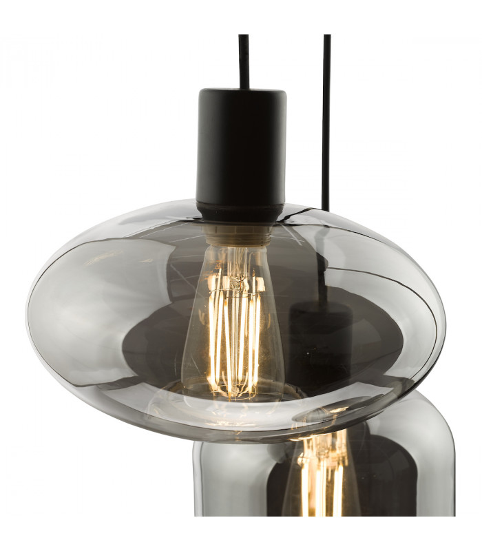 Aiden 3 Light Cluster Pendant Ceiling Light Satin Black & Smoked-4