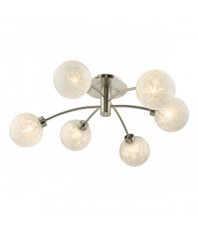 Avari 6 Light Semi Flush Ceiling Light Satin Nickel Frosted Glass-1