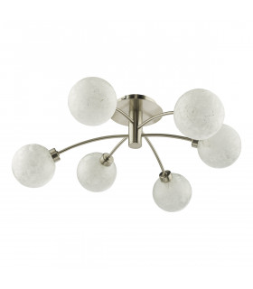 Avari 6 Light Semi Flush Ceiling Light Satin Nickel Frosted Glass-2