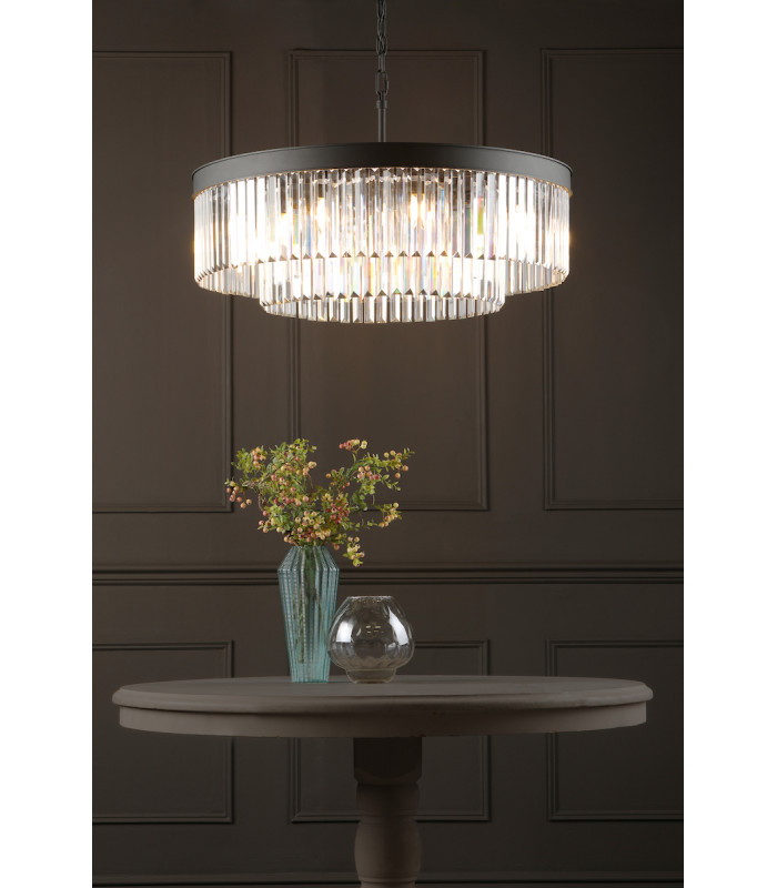 Celeus 8 Light Chandelier Anthracite & Crystal-8