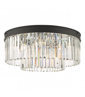 Celeus 6 Light Flush Ceiling Light Matt Anthracite & Crystal-1