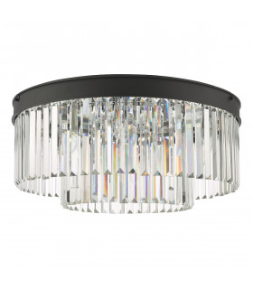 Celeus 6 Light Flush Ceiling Light Matt Anthracite & Crystal-2