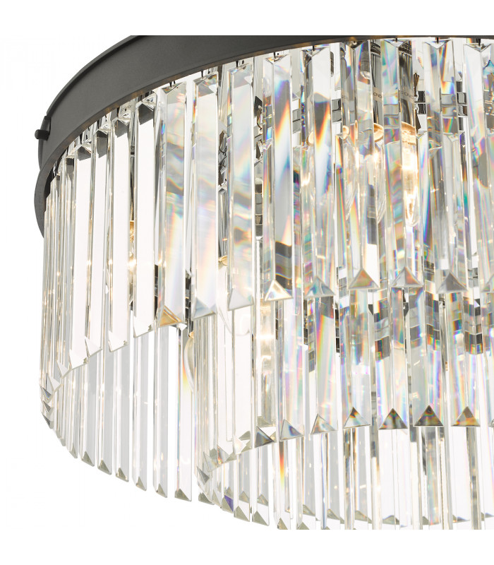 Celeus 6 Light Flush Ceiling Light Matt Anthracite & Crystal-3