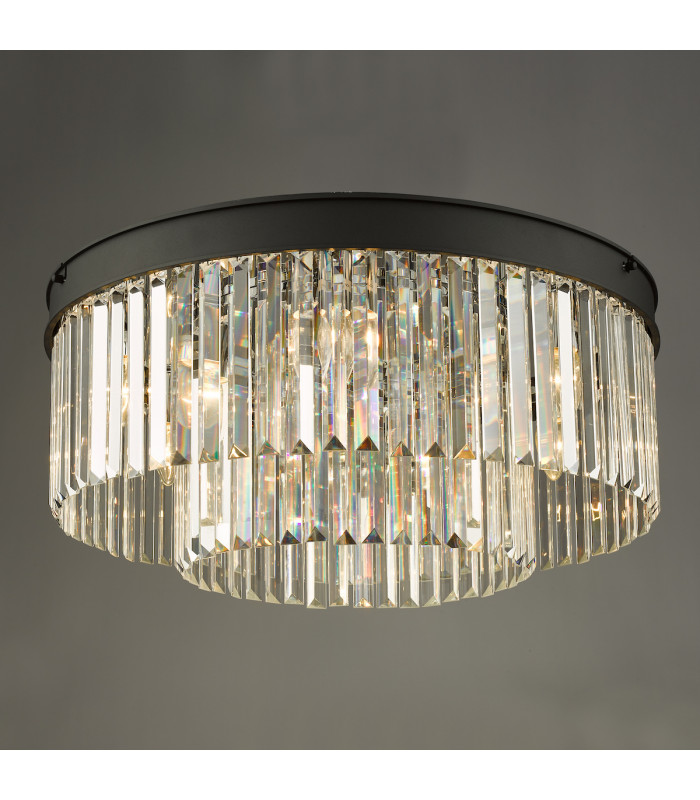 Celeus 6 Light Flush Ceiling Light Matt Anthracite & Crystal-5