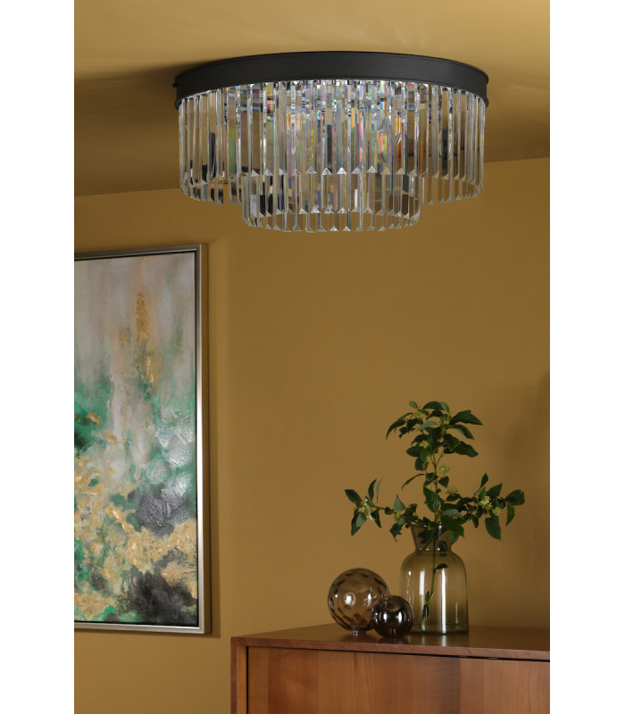Celeus 6 Light Flush Ceiling Light Matt Anthracite & Crystal-7