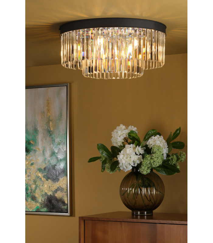 Celeus 6 Light Flush Ceiling Light Matt Anthracite & Crystal-8