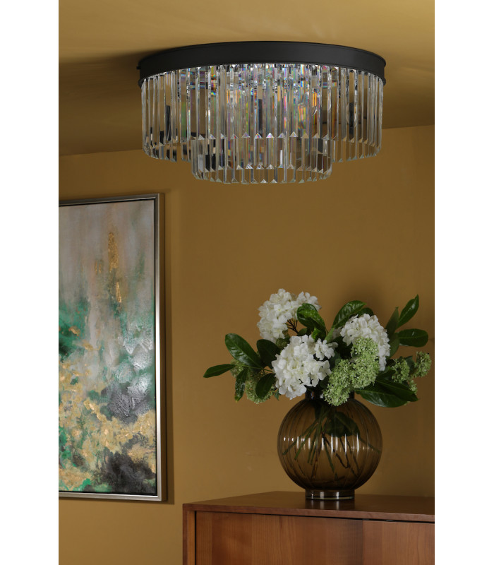 Celeus 6 Light Flush Ceiling Light Matt Anthracite & Crystal-9