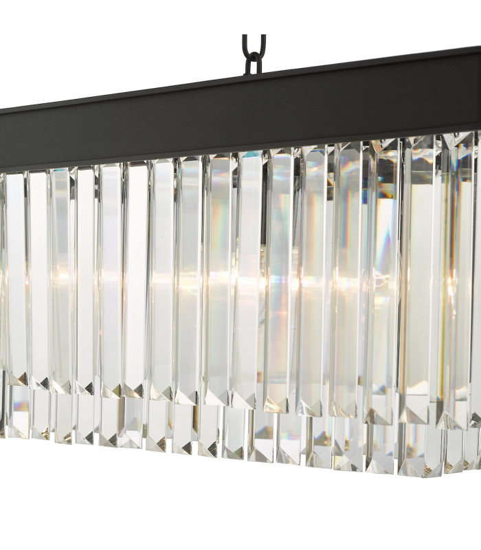 Celeus 6 Light Bar Pendant Ceiling Light Anthracite & Crystal-6