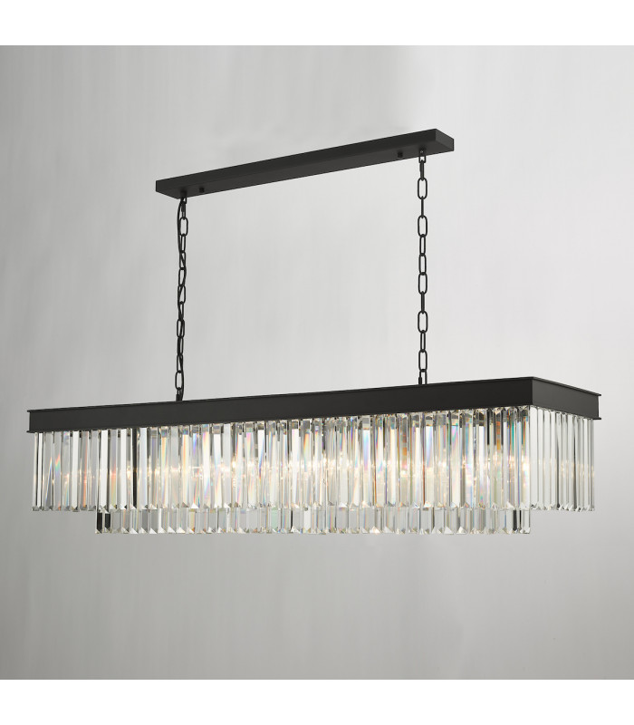 Celeus 6 Light Bar Pendant Ceiling Light Anthracite & Crystal-7