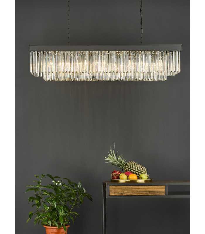 Celeus 6 Light Bar Pendant Ceiling Light Anthracite & Crystal-8