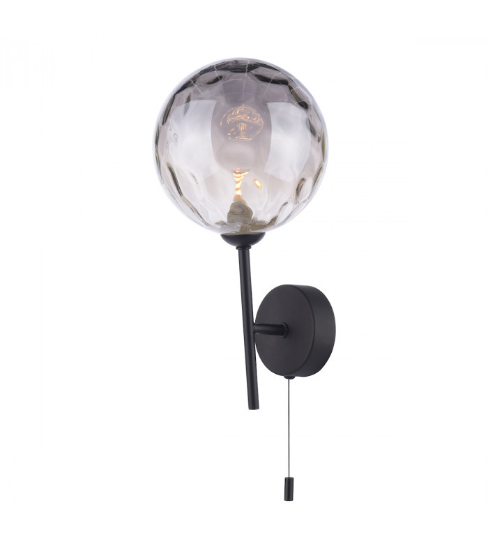 Cohen Wall Light Matt Black Smoked Dimpled 150mm Glass-1