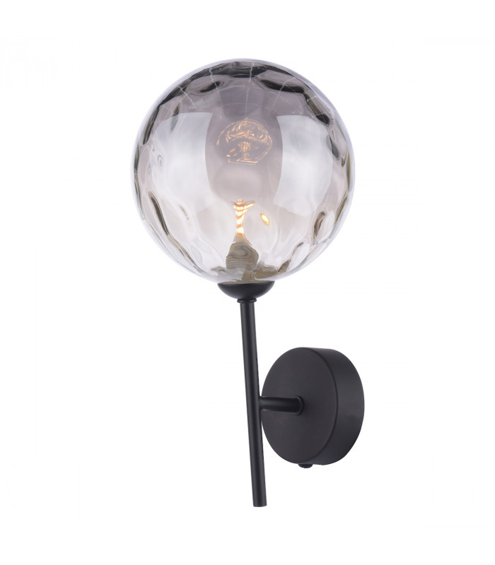 Cohen Wall Light Matt Black Smoked Dimpled 150mm Glass-3