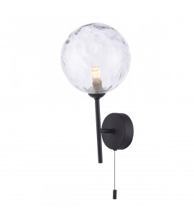 Cohen Wall Light Matt Black Clear Dimpled 150mm glass-1
