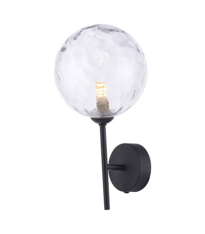 Cohen Wall Light Matt Black Clear Dimpled 150mm glass-3