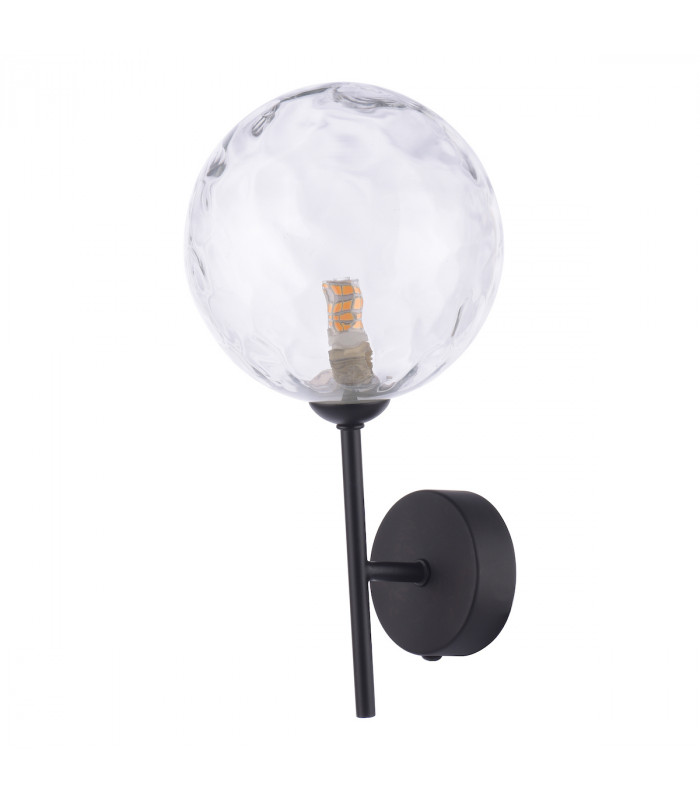 Cohen Wall Light Matt Black Clear Dimpled 150mm glass-4