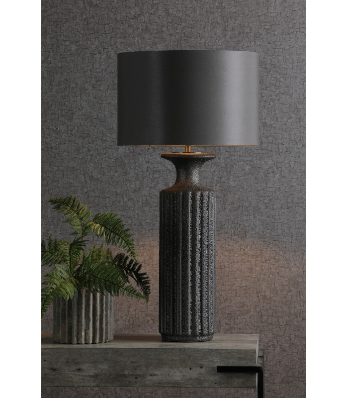 Dugan Table Lamp Black Volcanic Glaze With Shade-3