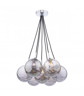 Elpis 7 Light Cluster Pendant Ceiling Light Polished Chrome Smoked Dimpled 150mm Glass-1