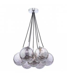 Elpis 7 Light Cluster Pendant Ceiling Light Polished Chrome Smoked Dimpled 150mm Glass-2