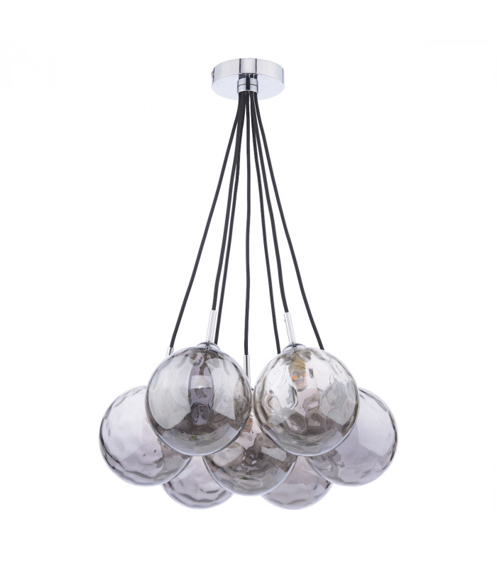 Elpis 7 Light Cluster Pendant Ceiling Light Polished Chrome Smoked Dimpled 150mm Glass-2