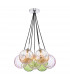 Elpis 7 Light Cluster Pendant Ceiling Light Polished Chrome Mixed Coloured Dimpled 150mm Glass-1
