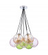Elpis 7 Light Cluster Pendant Ceiling Light Polished Chrome Mixed Coloured Dimpled 150mm Glass-2