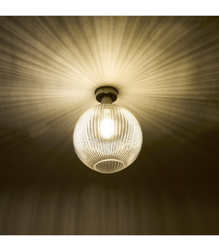 Emerson Semi Flush Ceiling Light Antique Chrome Round Ribbed Glass-4