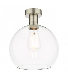 Emerson Semi Flush Ceiling Light Antique Chrome Round Clear Glass-1