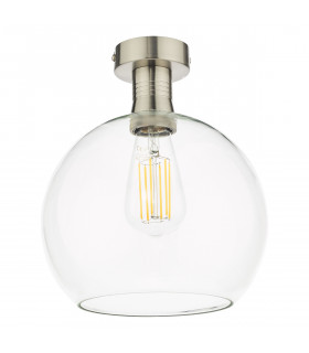 Emerson Semi Flush Ceiling Light Antique Chrome Round Clear Glass-2