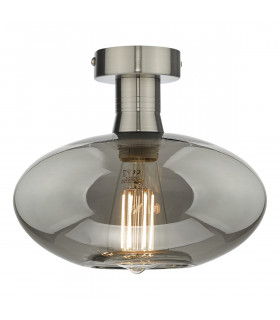 Emerson Semi Flush Ceiling Light Antique Chrome Smoked Pumpkin Glass-1