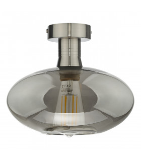 Emerson Semi Flush Ceiling Light Antique Chrome Smoked Pumpkin Glass-2