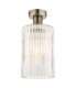 Emerson Semi Flush Ceiling Light Antique Brass Cylinder Ribbed Glass-1