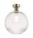 Emerson Semi Flush Ceiling Light Antique Brass Round Ribbed Glass-1