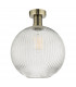 Emerson Semi Flush Ceiling Light Antique Brass Round Ribbed Glass-2