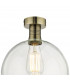 Emerson Semi Flush Ceiling Light Antique Brass Round Clear Glass-3